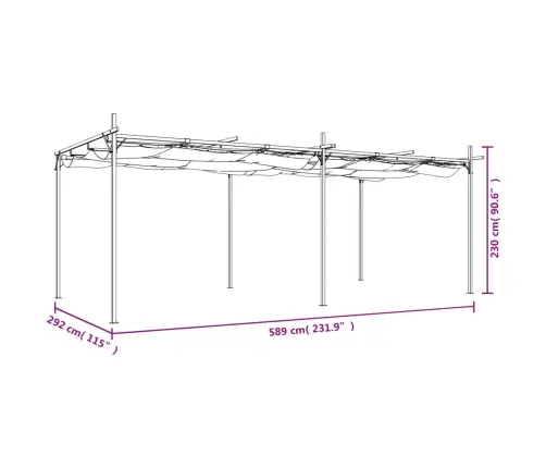 Nojume Ar Izvelkamu Jumtu, Krēmkrāsas, 589X292X230 Cm Vidaxl