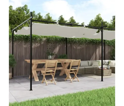 Nojume Ar Izvelkamu Jumtu, Krēmkrāsas, 589X292X230 Cm Vidaxl