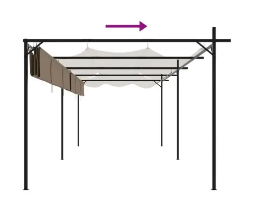 Pergolė Su Ištraukiamu Stogu, Taupe Spalvos, 589X292X230Cm