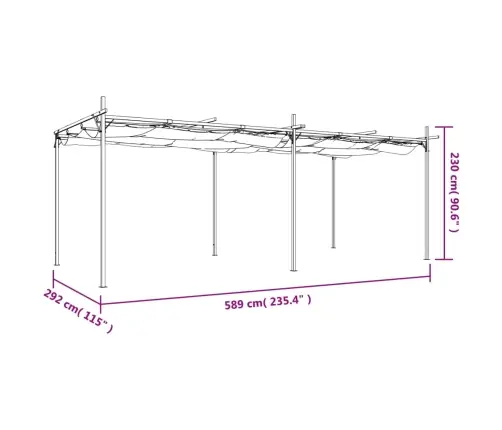 Pergolė Su Ištraukiamu Stogu, Taupe Spalvos, 589X292X230Cm
