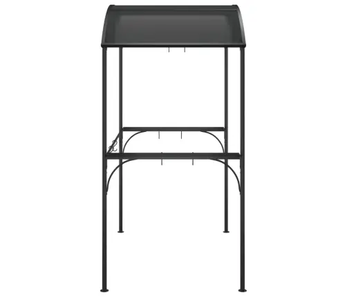 Grila Nojume Ar Sānu Plauktiem, 220X115X230 Cm, Pelēka, Tērauds Vidaxl