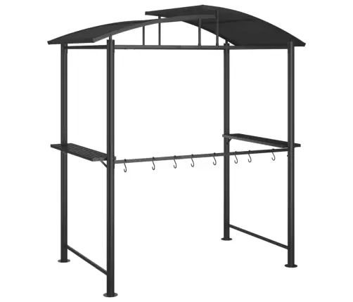 Grila Nojume Ar Sānu Plauktiem, 210X114X230 Cm, Tērauds, Pelēka Vidaxl