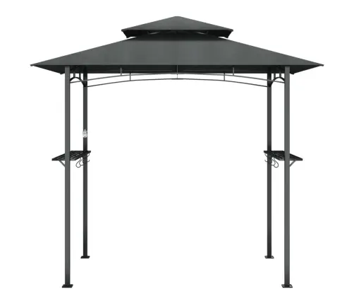 Grila Nojume Ar Sānu Plauktiem, 240X150X243 Cm, Tērauds, Pelēka Vidaxl