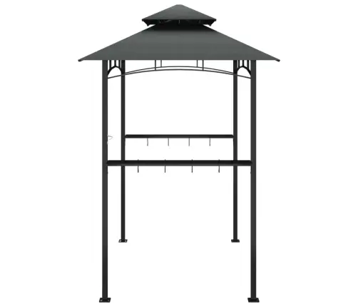 Grila Nojume Ar Sānu Plauktiem, 240X150X243 Cm, Tērauds, Pelēka Vidaxl