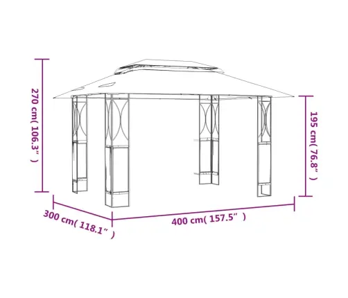 Nojume Ar Jumtu, 400X300X270 Cm, Antracītpelēka, Tērauds Vidaxl