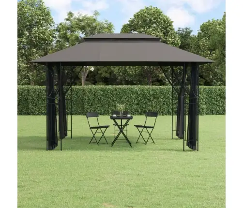 Nojume Ar Sānu Sienām, 400X300X270 Cm, Antracītpelēka, Tērauds Vidaxl