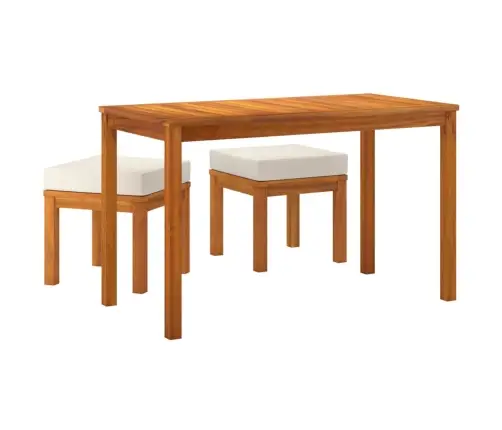 3-Daļīgs Dārza Mēbeļu Komplekts Ar Matračiem, Akācijas Koks Vidaxl