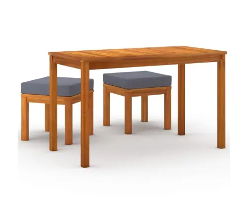 3-Daļīgs Dārza Mēbeļu Komplekts Ar Matračiem, Akācijas Koks Vidaxl