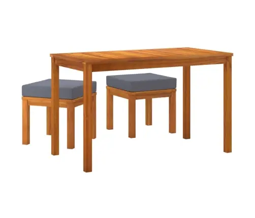 3-Daļīgs Dārza Mēbeļu Komplekts Ar Matračiem, Akācijas Koks Vidaxl