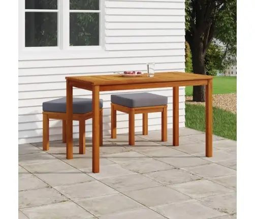 3-Daļīgs Dārza Mēbeļu Komplekts Ar Matračiem, Akācijas Koks Vidaxl