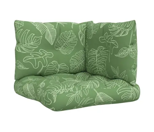 Palešu Dīvānu Matrači, 3 Gab., Audums Ar Lapu Apdruku Vidaxl