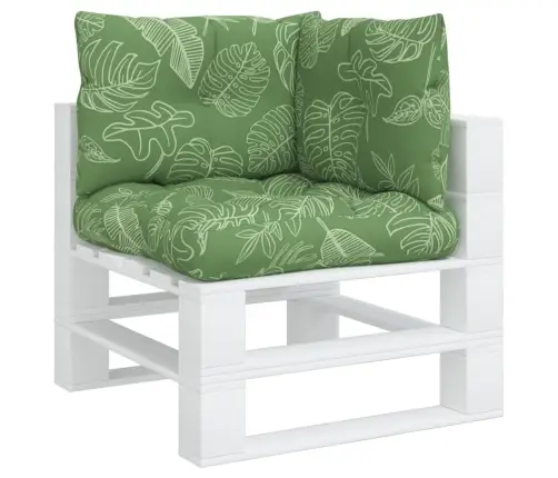 Palešu Dīvānu Matrači, 3 Gab., Audums Ar Lapu Apdruku Vidaxl