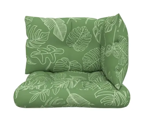 Palešu Dīvānu Matrači, 3 Gab., Audums Ar Lapu Apdruku Vidaxl