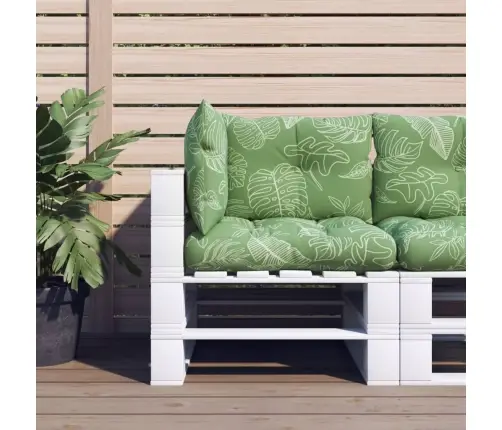 Palešu Dīvānu Matrači, 3 Gab., Audums Ar Lapu Apdruku Vidaxl