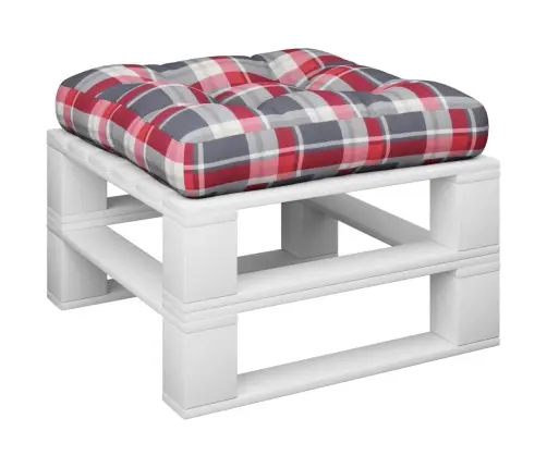 Palešu Spilvens, 58X58X10 Cm, Audums, Sarkans Rūtots Vidaxl