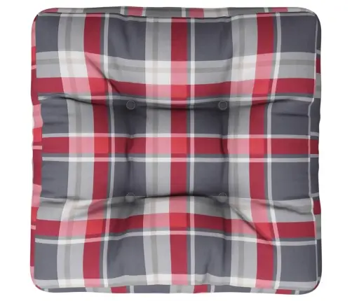 Palešu Spilvens, 58X58X10 Cm, Audums, Sarkans Rūtots Vidaxl