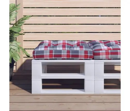 Palešu Spilvens, 58X58X10 Cm, Audums, Sarkans Rūtots Vidaxl