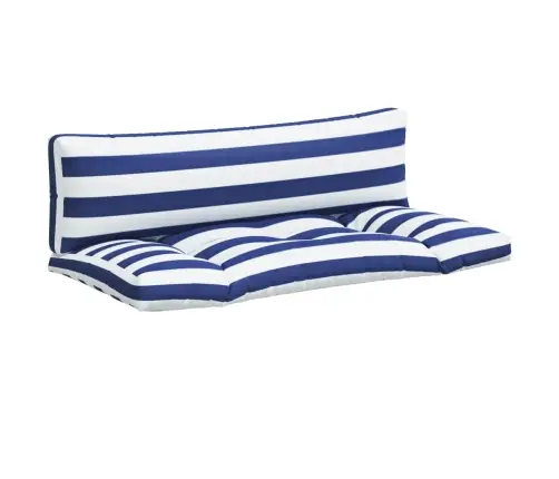 Palešu Dīvāna Matrači, 2 Gab., Zilas Un Baltas Svītras, Audums Vidaxl