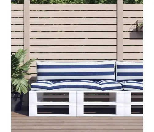 Palešu Dīvāna Matrači, 2 Gab., Zilas Un Baltas Svītras, Audums Vidaxl