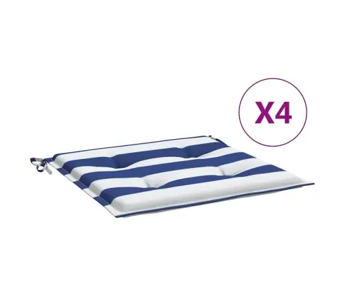 Kėdės Pagalvėlės, 4Vnt., Mėlynos/Baltos, 40X40X4cm Audinys