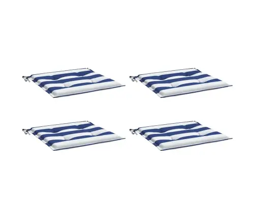 Kėdės Pagalvėlės, 4Vnt., Mėlynos/Baltos, 40X40X4cm Audinys