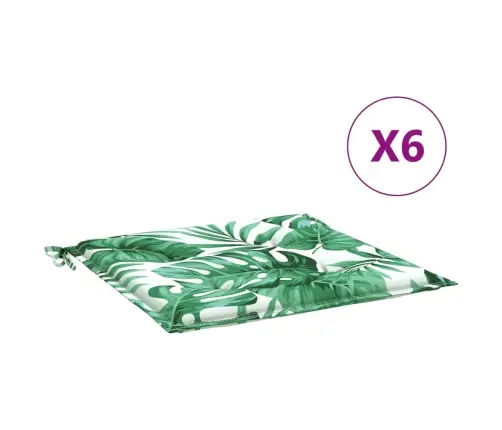 Dārza Krēslu Matrači, 6 Gab., 50X50X3 Cm, Audums, Lapu Apdruka Vidaxl