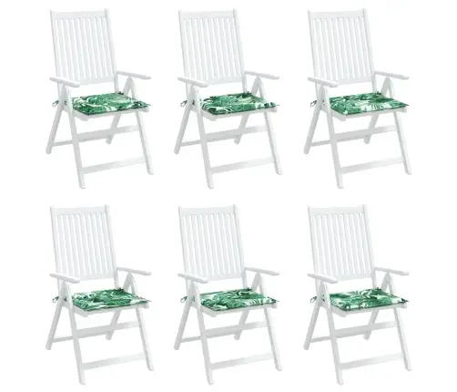 Dārza Krēslu Matrači, 6 Gab., 50X50X3 Cm, Audums, Lapu Apdruka Vidaxl