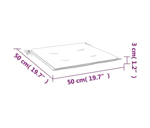 Dārza Krēslu Matrači, 6 Gab., 50X50X3 Cm, Audums, Lapu Apdruka Vidaxl