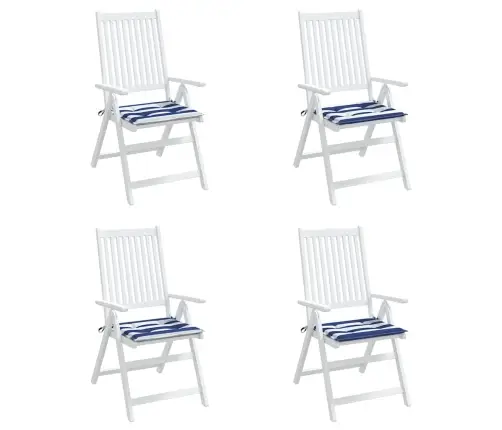 Spilveni, 4 Gab., Zilas Un Baltas Svītras, 50X50X4 Cm, Audums Vidaxl