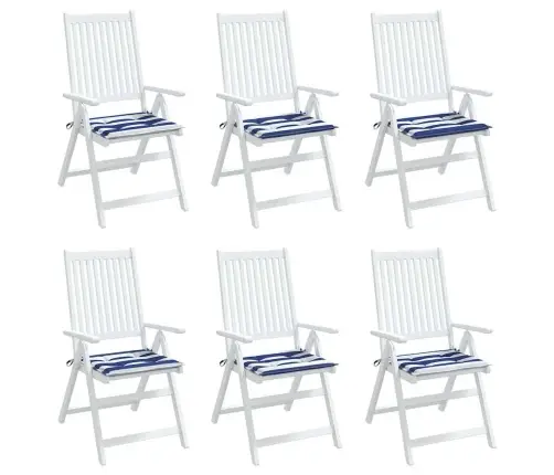 Spilveni, 6 Gab., Zilas Un Baltas Svītras, 50X50X4 Cm, Audums Vidaxl