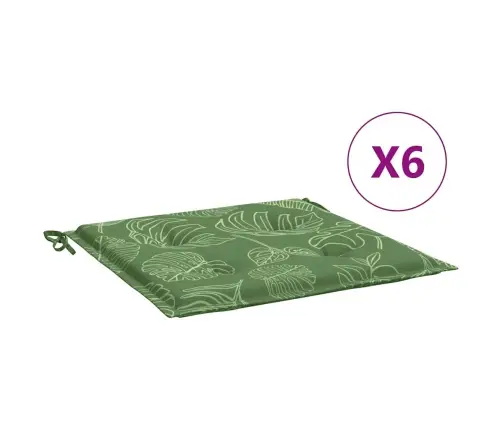 Dārza Krēslu Matrači, 6 Gab., 50X50X4 Cm, Audums, Lapu Apdruka Vidaxl