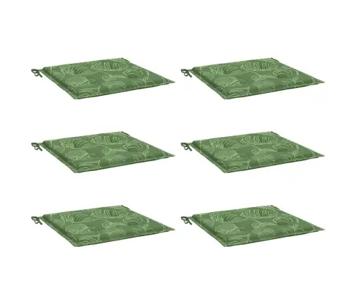 Dārza Krēslu Matrači, 6 Gab., 50X50X4 Cm, Audums, Lapu Apdruka Vidaxl