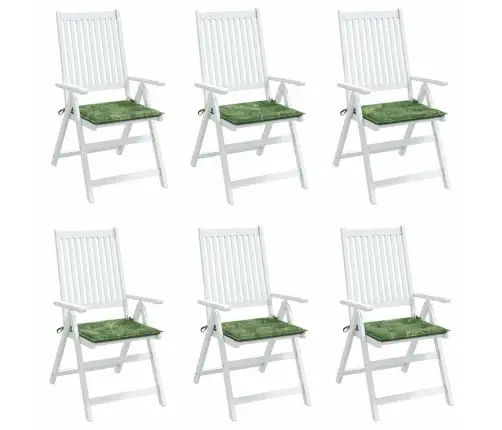 Dārza Krēslu Matrači, 6 Gab., 50X50X4 Cm, Audums, Lapu Apdruka Vidaxl