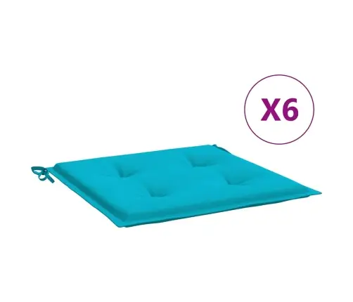 Dārza Krēslu Matrači, 6 Gab., 50X50X4 Cm, Audums, Tirkīzzila Vidaxl