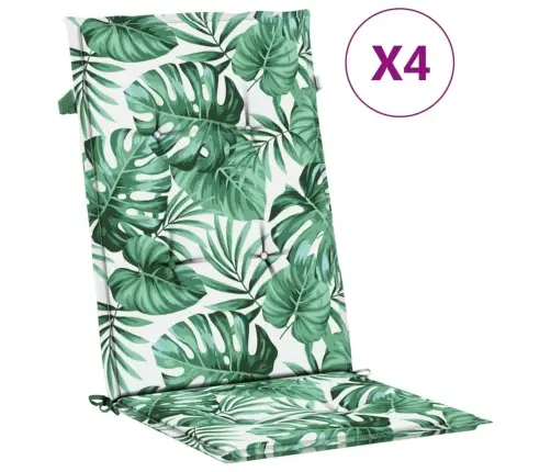 Kõrge Seljatoega Toolipadjad 4 Tk, Lehemuster, Kangas