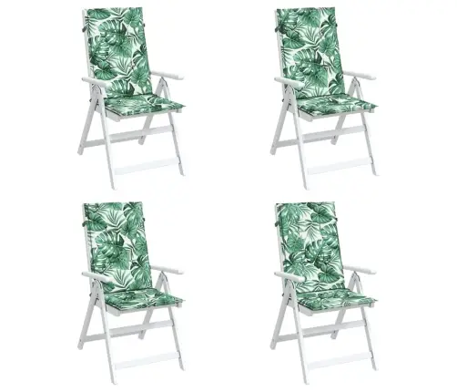 Kõrge Seljatoega Toolipadjad 4 Tk, Lehemuster, Kangas