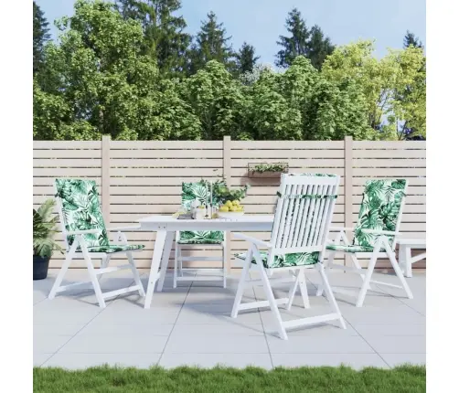 Kõrge Seljatoega Toolipadjad 4 Tk, Lehemuster, Kangas