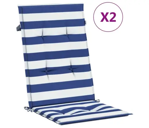 Kõrged Toolipadjad 2 Tk, Sinise/Valge Triibuline, Kangas