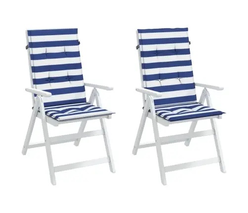 Kõrged Toolipadjad 2 Tk, Sinise/Valge Triibuline, Kangas