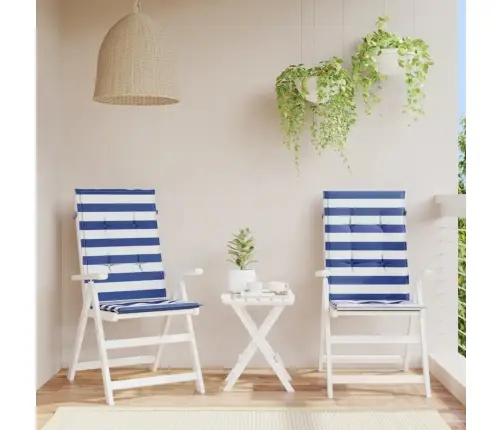 Kõrged Toolipadjad 2 Tk, Sinise/Valge Triibuline, Kangas