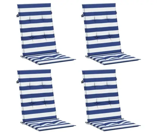 Kõrged Toolipadjad 4 Tk, Sinise/Valge Triibuline, Kangas