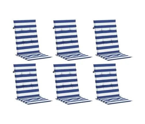 Kėdės Pagalvėlės, 6Vnt., Mėlynos/Baltos, Audinys, Dryžuotos