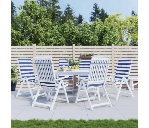 Kėdės Pagalvėlės, 6Vnt., Mėlynos/Baltos, Audinys, Dryžuotos