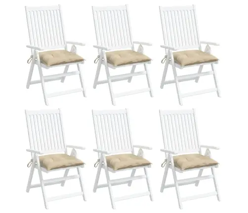 Dārza Krēslu Spilveni, 6 Gab., Bēši, 40X40X7 Cm, Audums Vidaxl