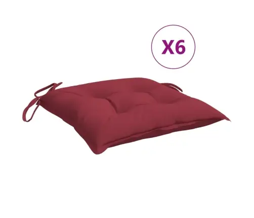Dārza Krēslu Spilveni, 6 Gab., Vīnsarkani, 40X40X7 Cm, Audums Vidaxl