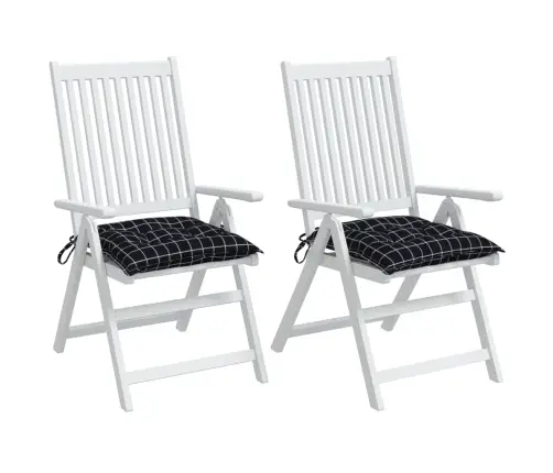 Krēslu Matrači, 2 Gab., 40X40X7 Cm, Audums, Melni Četrstūri Vidaxl