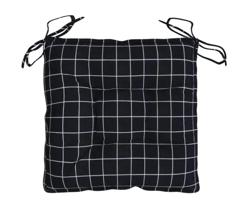 Krēslu Matrači, 2 Gab., 40X40X7 Cm, Audums, Melni Četrstūri Vidaxl