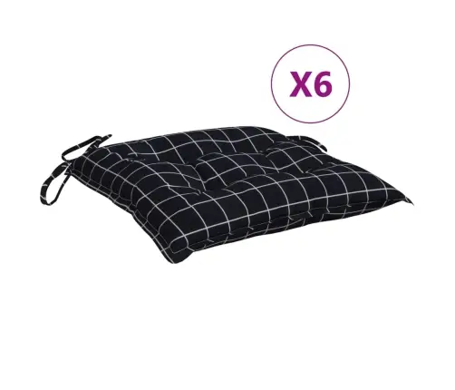 Toolipadjad 6 Tk, Mustad Ruudud, 40 X 40 X 7 cm Kangas