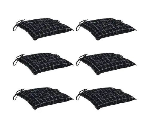 Toolipadjad 6 Tk, Mustad Ruudud, 40 X 40 X 7 cm Kangas