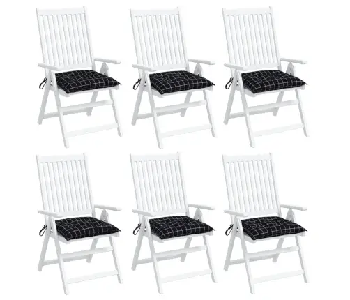 Toolipadjad 6 Tk, Mustad Ruudud, 40 X 40 X 7 cm Kangas